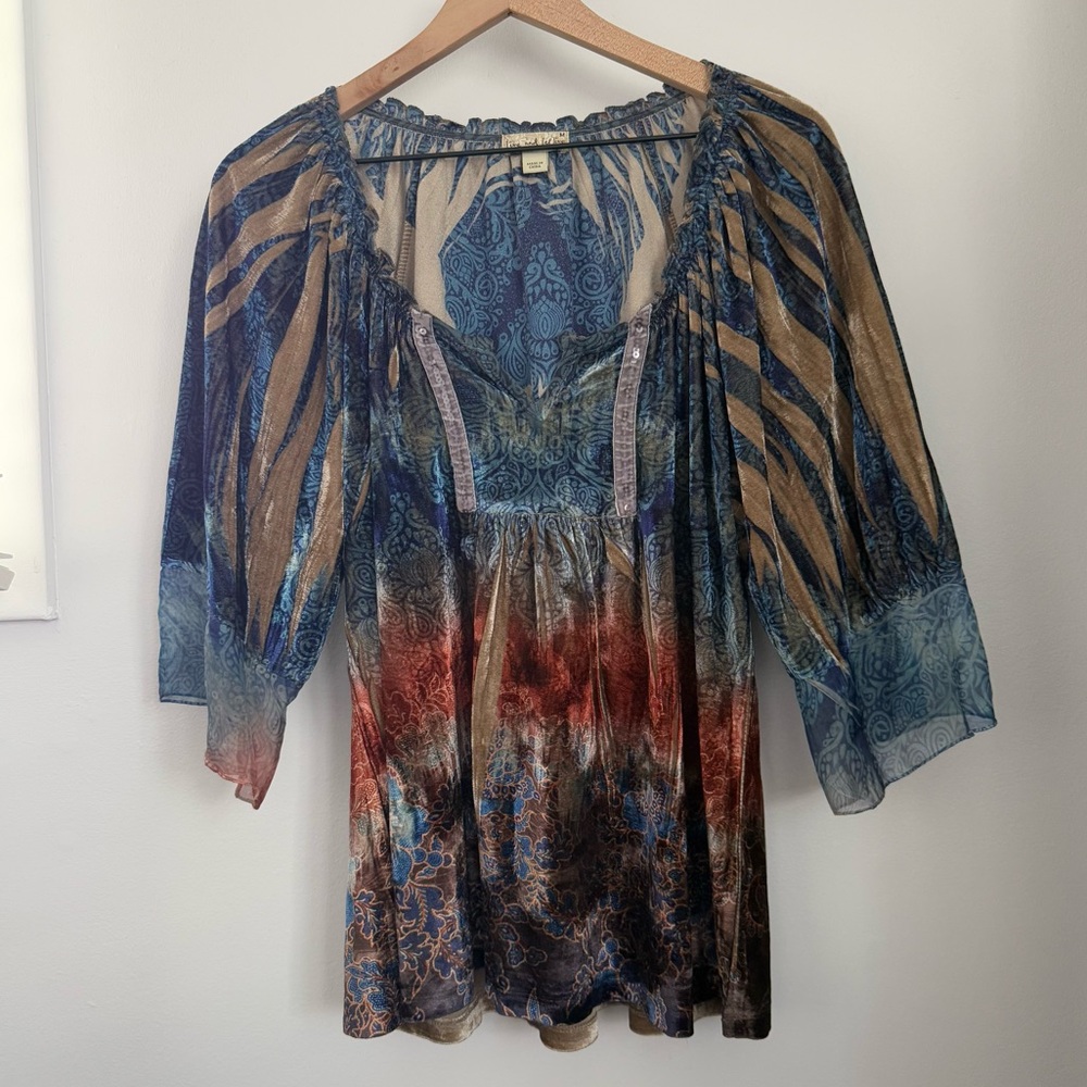 Medium Velvet Relaxed Peasant Blouse Medieval Boho Fairy Renaissance Victorian‎